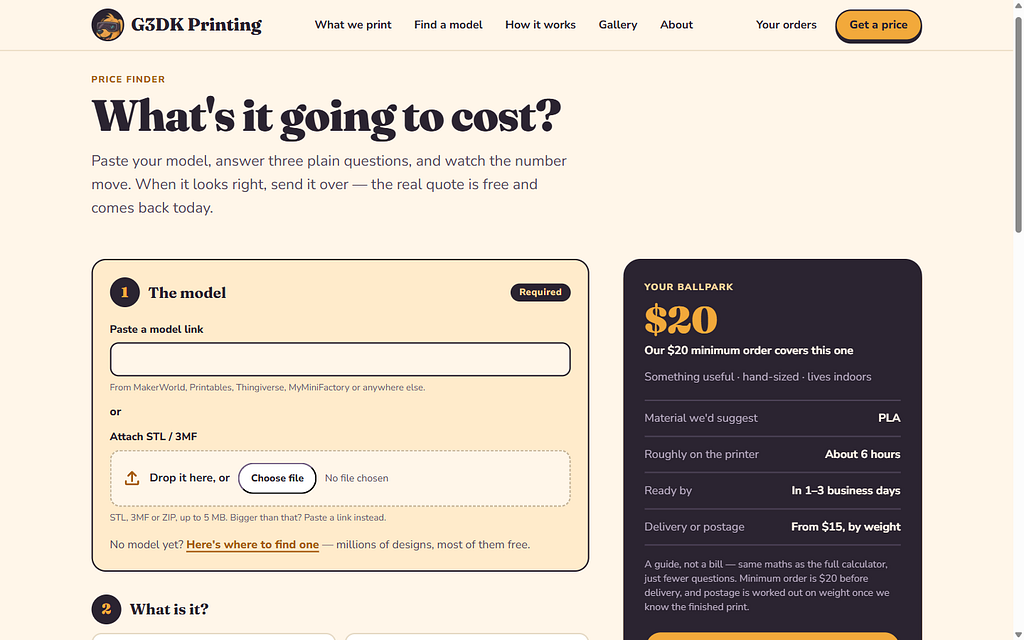The price finder. Before the portal, the “Send this and my model” button was where the website’s job ended.